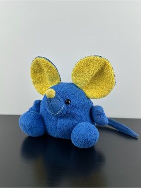 Russ Home Buddies Tidbits Blue Yellow Mouse 4” Plush Stuffed Animal Mole Rat